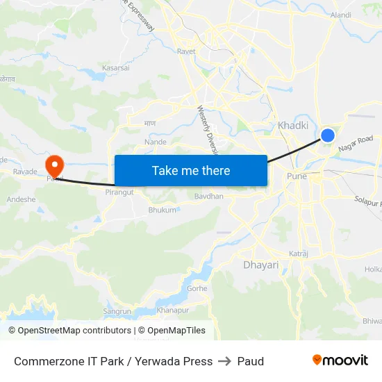 Commerzone IT Park / Yerwada Press to Paud map