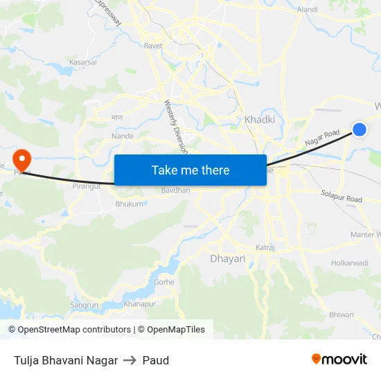 Tulja Bhavani Nagar to Paud map