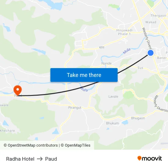 Radha Hotel to Paud map