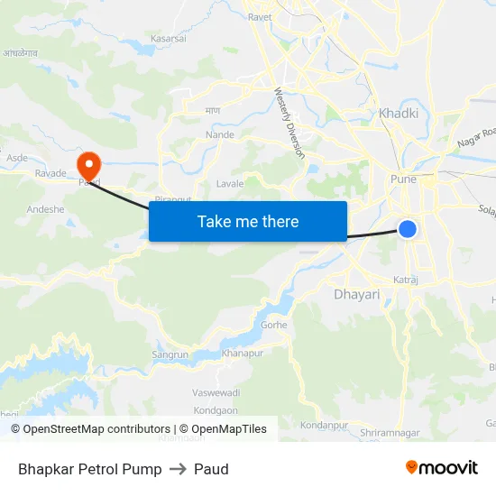 Bhapkar Petrol Pump to Paud map