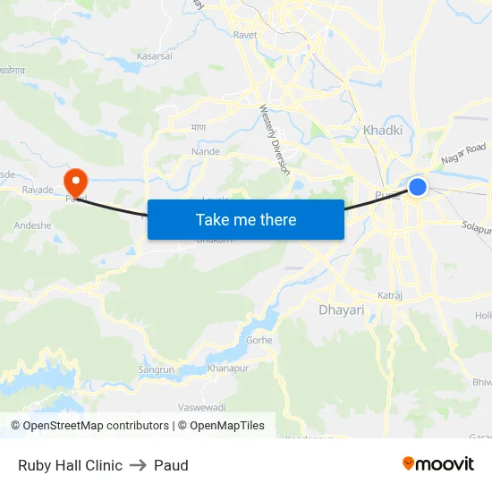 Ruby Hall Clinic to Paud map