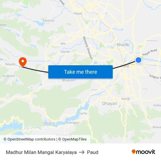 Madhur Milan Mangal Karyalaya to Paud map