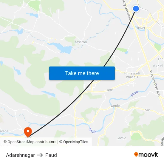 Adarshnagar to Paud map