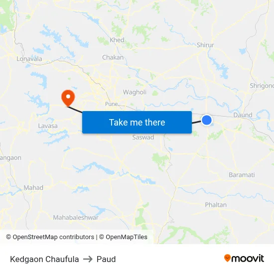 Kedgaon Chaufula to Paud map