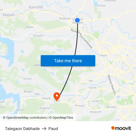 Talegaon Dabhade to Paud map