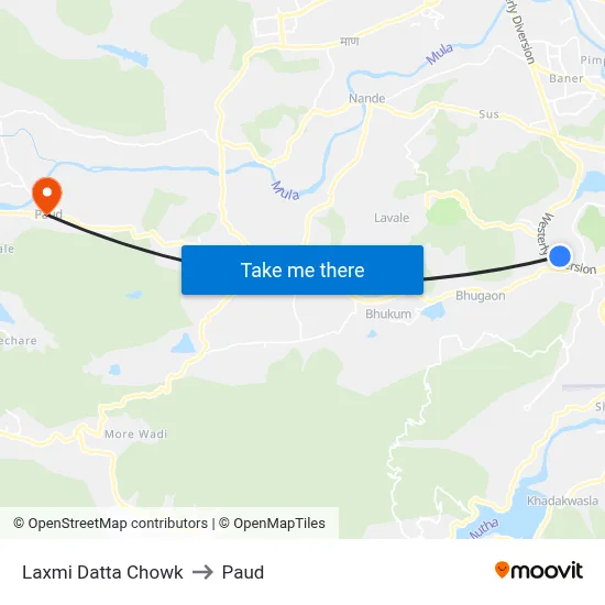 Laxmi Datta Chowk to Paud map