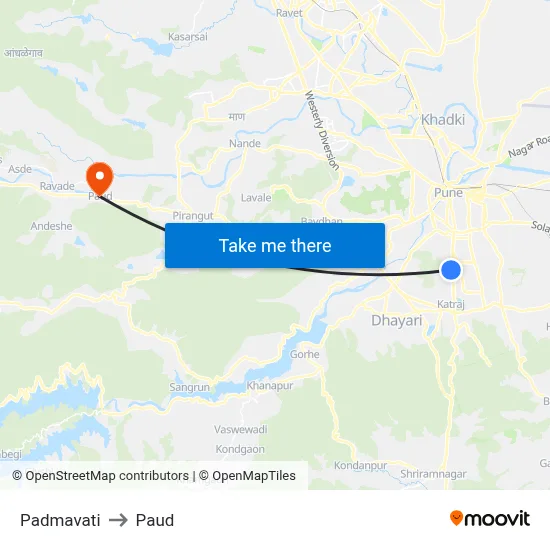Padmavati to Paud map