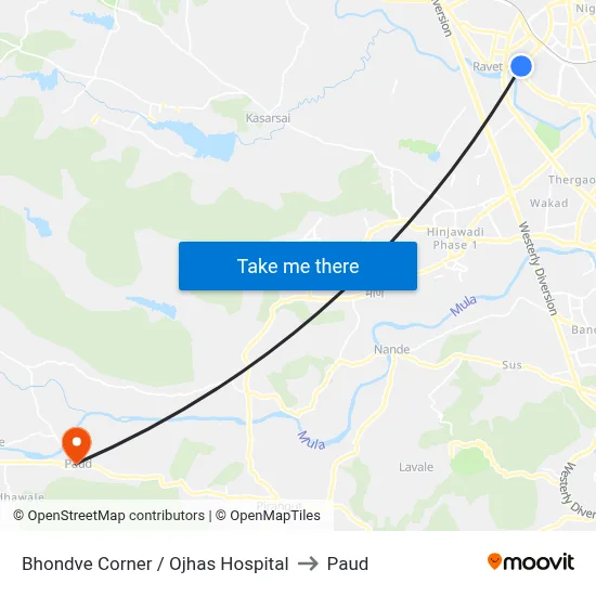 Bhondve Corner / Ojhas Hospital to Paud map