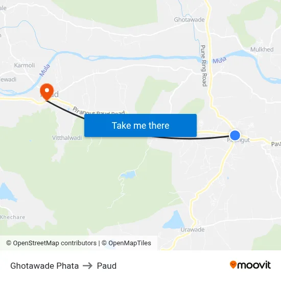 Ghotawade Phata to Paud map