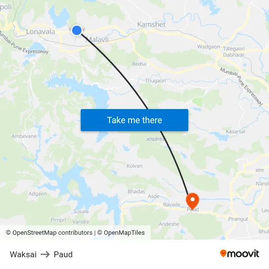 Waksai to Paud map
