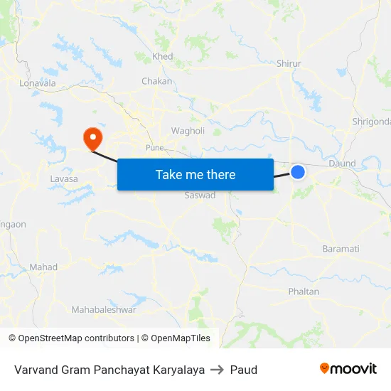 Varvand Gram Panchayat Karyalaya to Paud map