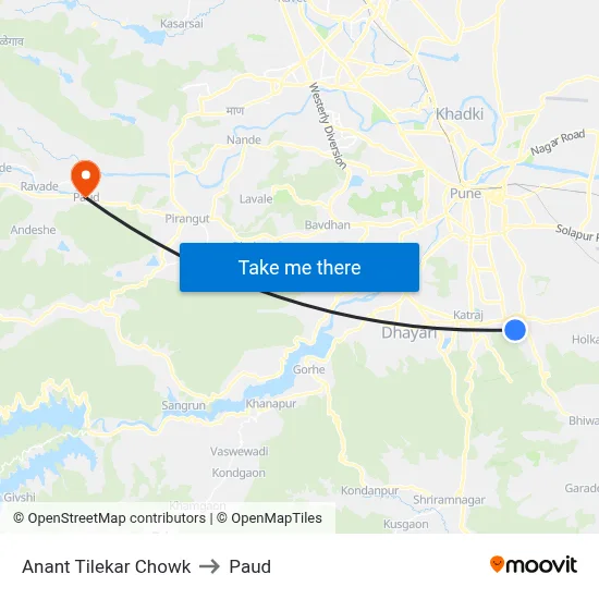 Anant Tilekar Chowk to Paud map