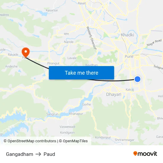 Gangadham to Paud map