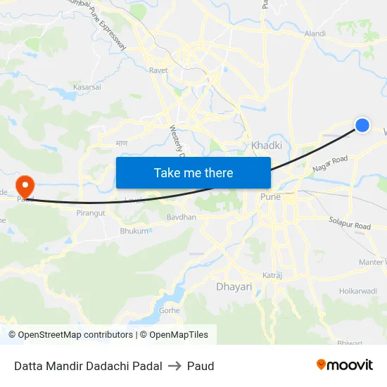 Datta Mandir Dadachi Padal to Paud map