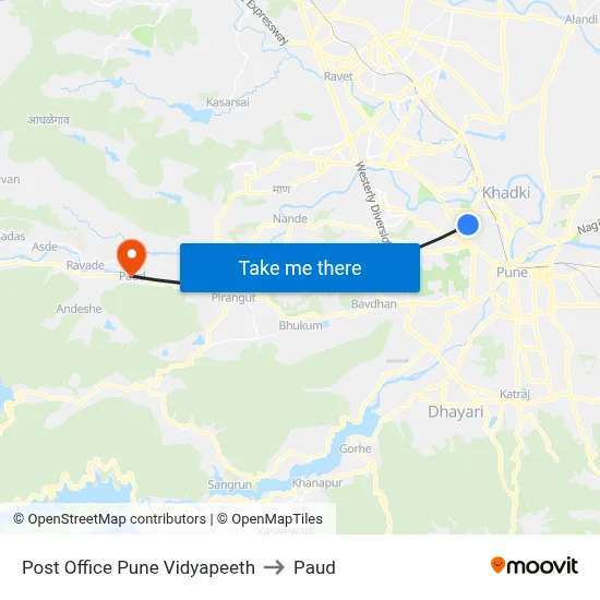 Post Office Pune Vidyapeeth to Paud map