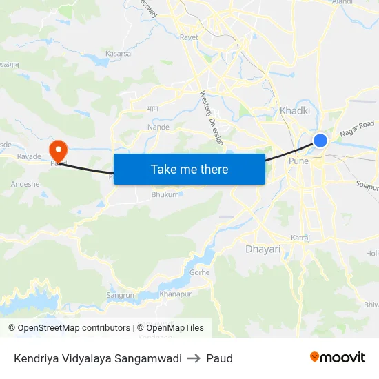 Kendriya Vidyalaya Sangamwadi to Paud map