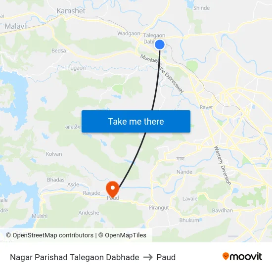 Nagar Parishad Talegaon Dabhade to Paud map