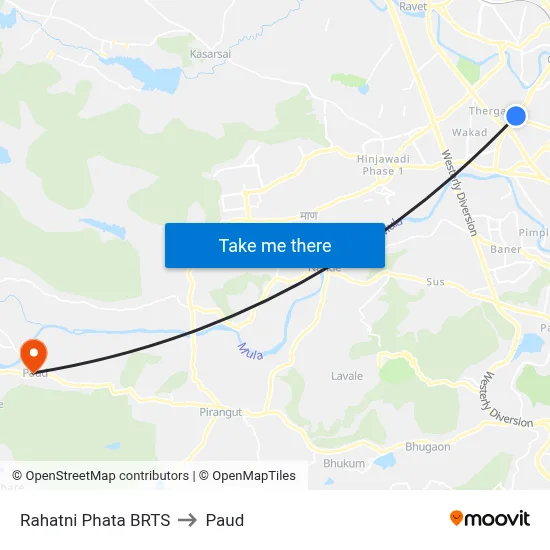 Rahatni Phata BRTS to Paud map