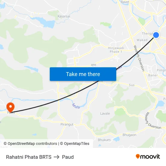 Rahatni Phata BRTS to Paud map