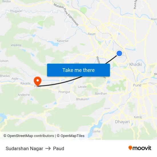 Sudarshan Nagar to Paud map