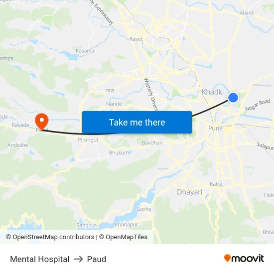 Mental Hospital to Paud map