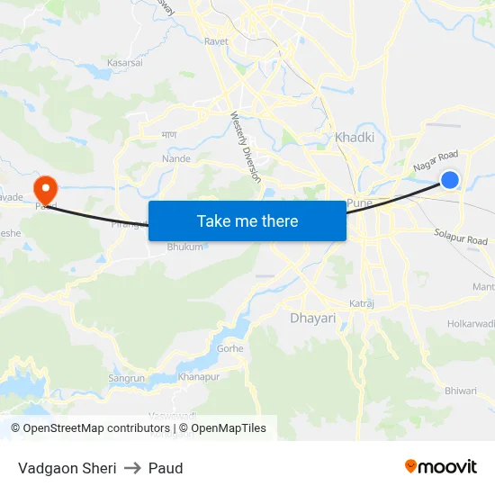Vadgaon Sheri to Paud map