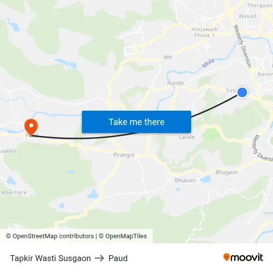 Tapkir Wasti Susgaon to Paud map