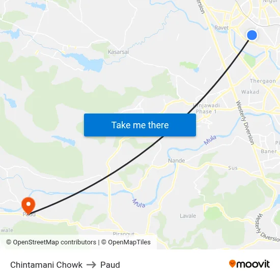 Chintamani Chowk to Paud map