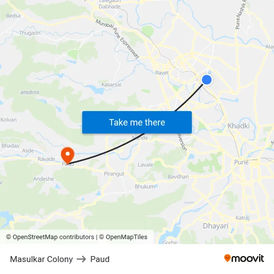 Masulkar Colony to Paud map