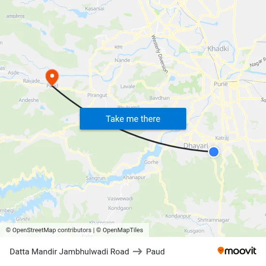 Datta Mandir Jambhulwadi Road to Paud map