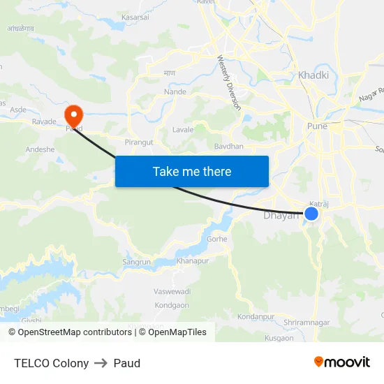 TELCO Colony to Paud map