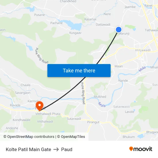 Kolte Patil Main Gate to Paud map