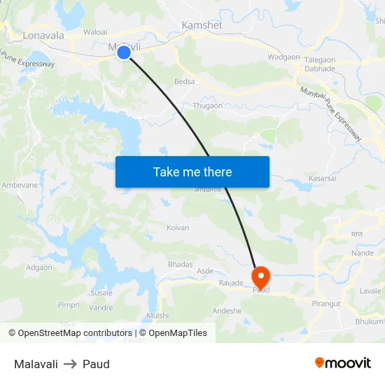 Malavali to Paud map