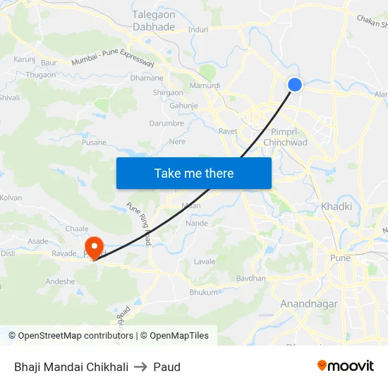 Bhaji Mandai Chikhali to Paud map