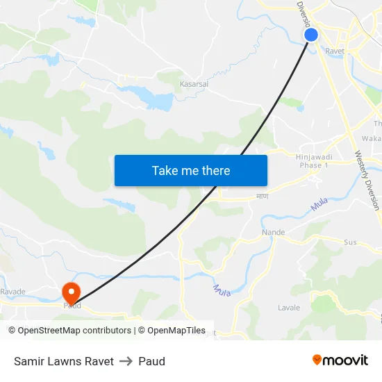Samir Lawns Ravet to Paud map