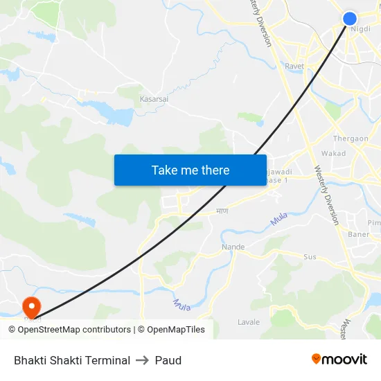 Bhakti Shakti Terminal to Paud map