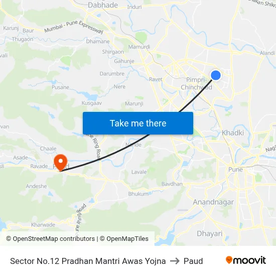 Sector No.12 Pradhan Mantri Awas Yojna to Paud map