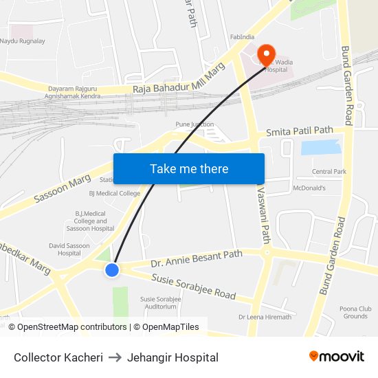 Collector Kacheri to Jehangir Hospital map