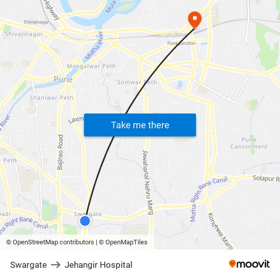 Swargate to Jehangir Hospital map