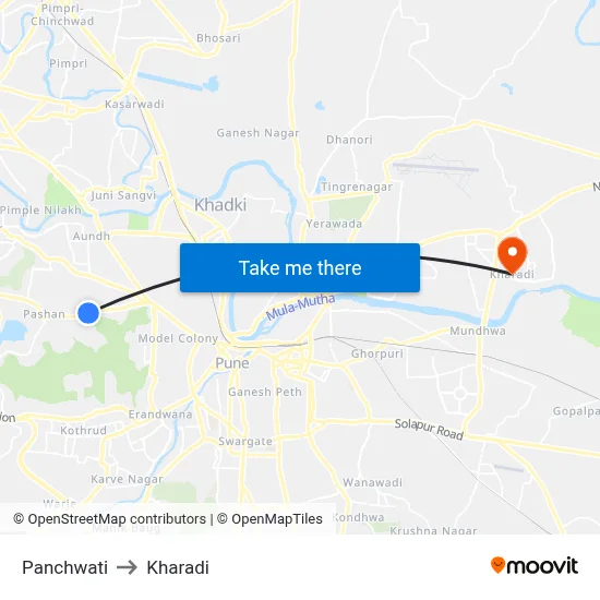 Panchwati to Kharadi map