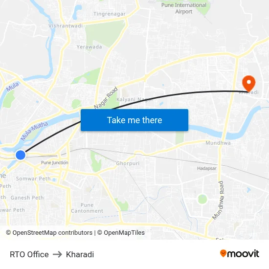 RTO Office to Kharadi map