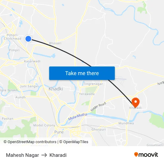 Mahesh Nagar to Kharadi map