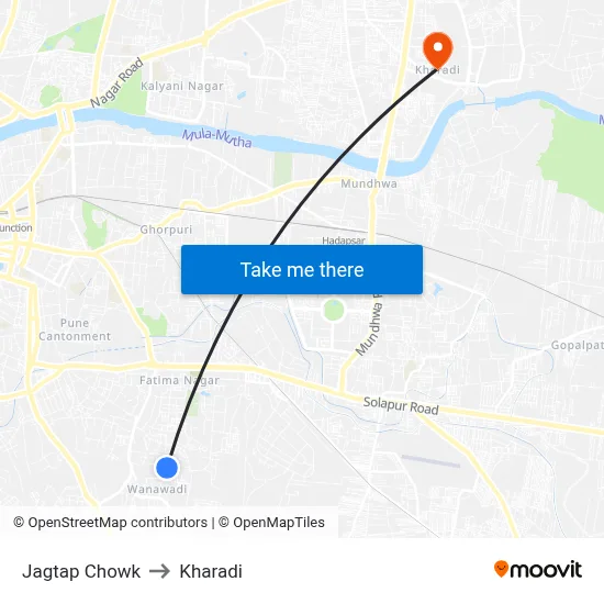 Jagtap Chowk to Kharadi map