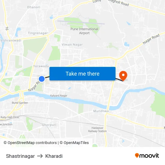 Shastrinagar to Kharadi map