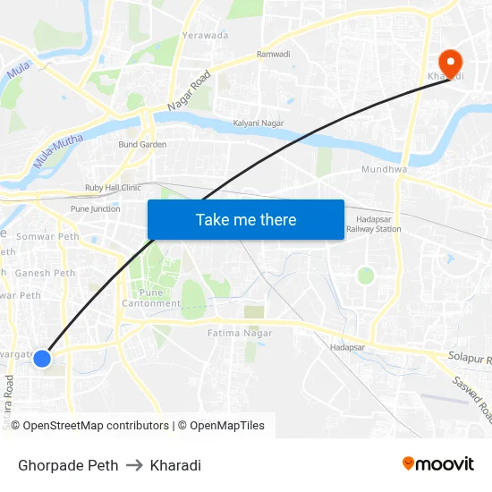 Ghorpade Peth to Kharadi map