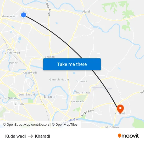 Kudalwadi to Kharadi map