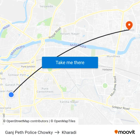 Ganj Peth Police Chowky to Kharadi map