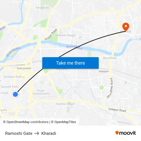 Ramoshi Gate to Kharadi map
