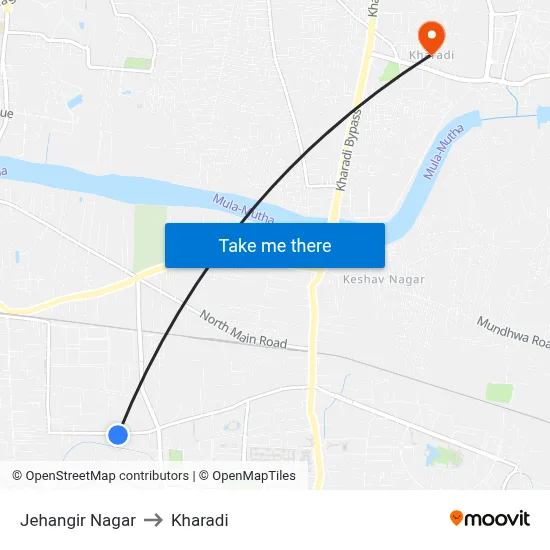 Jehangir Nagar to Kharadi map