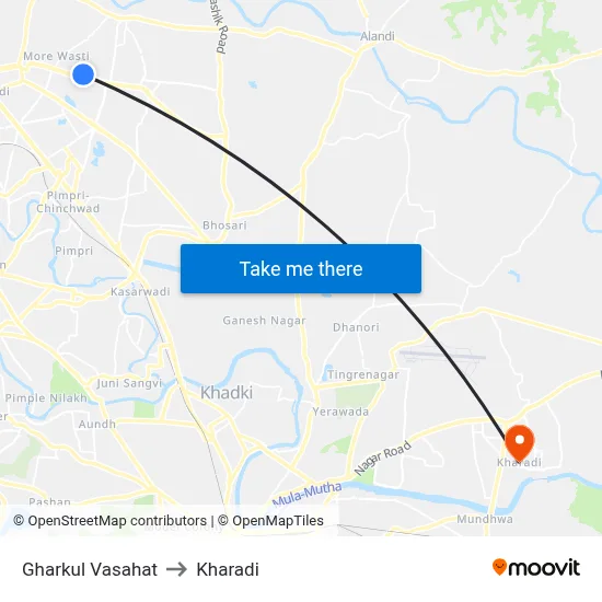 Gharkul Vasahat to Kharadi map